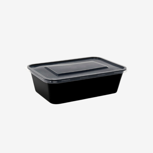 Rectangular Container 1000 ml, Black With Lid (Pack of 100)